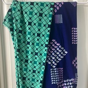 LuLaRoe Green Blue Pencil Wrap Jumpsuit